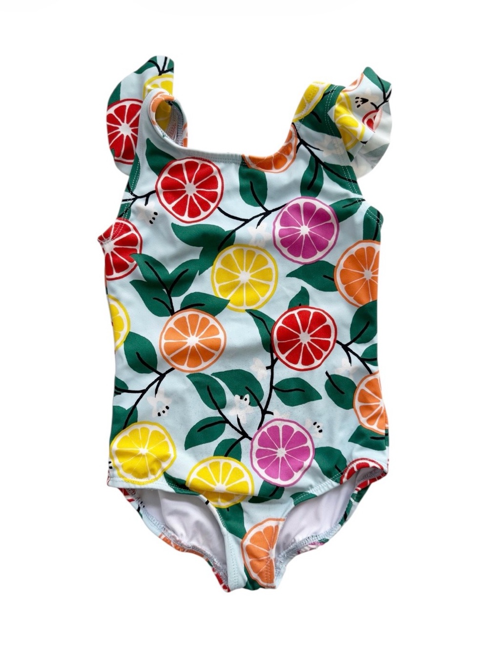 Hanna Andersson Sweet Citrus Ruffle One Piece Swimsuit size 4